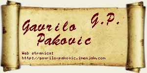 Gavrilo Paković vizit kartica